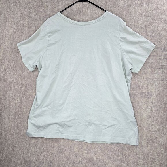 Woman Within 1X Short Sleeve Top Light Green 100% Cotton - Picture 2 of 7